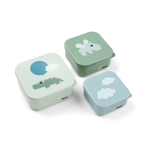 done by deer Snack box set 3 pcs - Happy clouds - Green