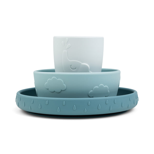 Done By Deer Stick & Stay Dinner Set - Deer Friends - Blue