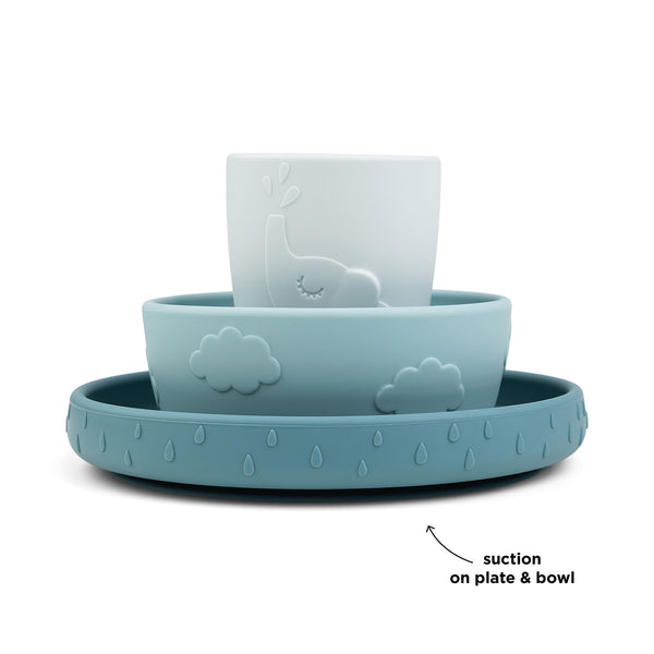 Done By Deer Stick & Stay Dinner Set - Deer Friends - Blue