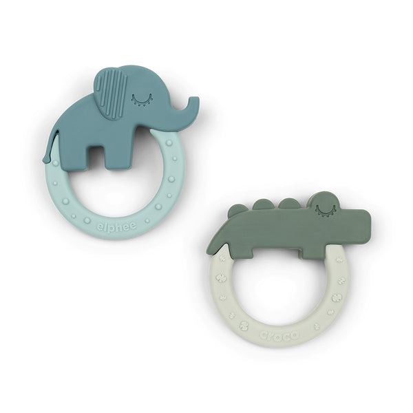 Done By Deer Teether 2-pack - Deer Friends - Green/Blue