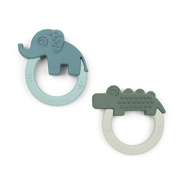 done by deer Teether 2-pack - Deer friends - Green/Blue