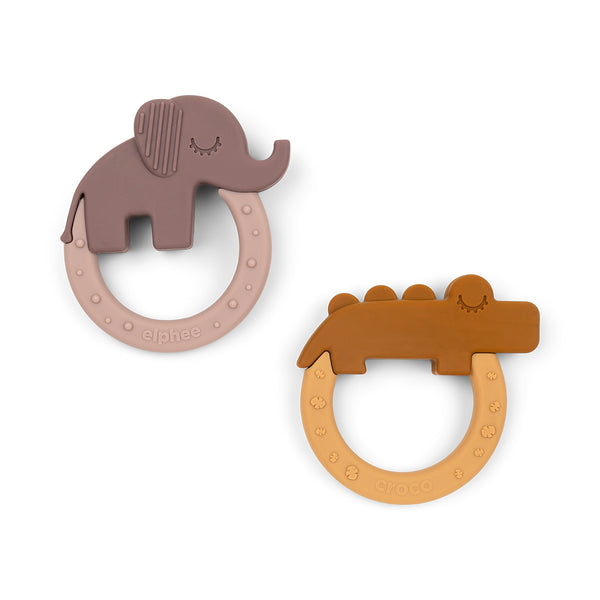 Done By Deer Teether 2-pack - Deer Friends - Mustard/Powder
