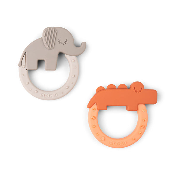 Done By Deer Teether 2-pack - Deer Friends - Papaya/Sand