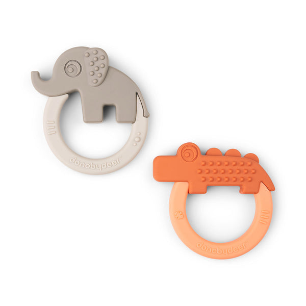 done by deer Teether 2-pack - Deer friends - Papaya/Sand