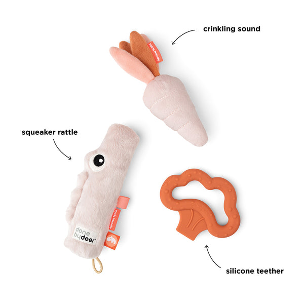 Done By Deer Tiny Activity Toy Set 3 Pcs - Croco - Powder