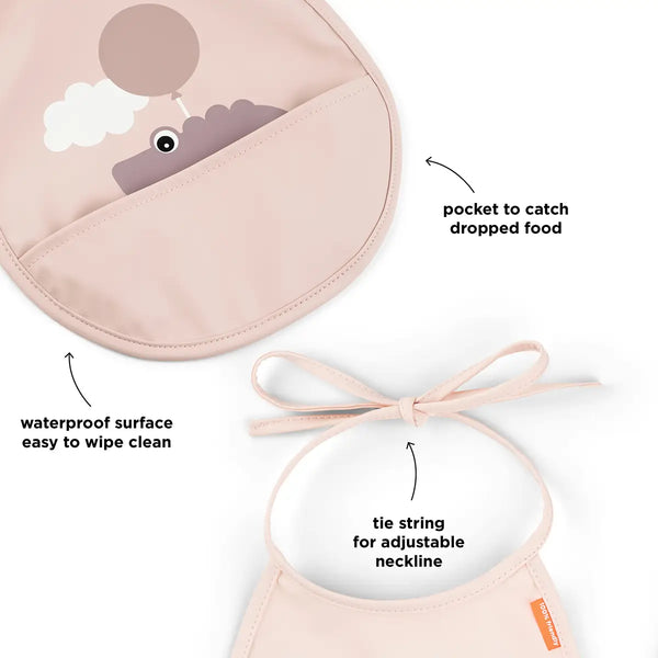 Done By Deer Tiny Pocket Bib 2-pack - Happy Clouds - Powder