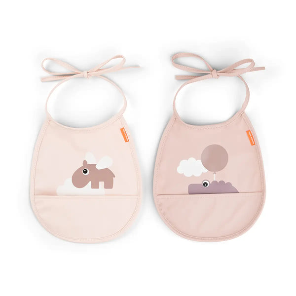 done by deer Tiny pocket bib 2-pack - Happy clouds - Powder