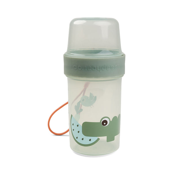 done by deer To go 2-way snack container L - Croco - Green