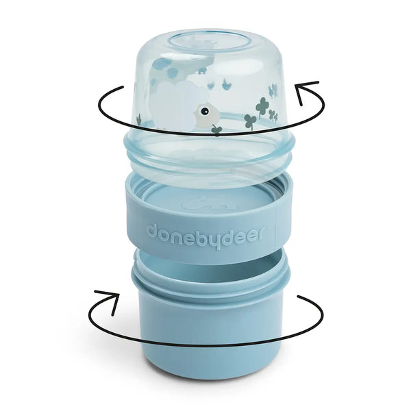 Done By Deer To Go 2-way Snack Container S - Tiny Farm - Blue