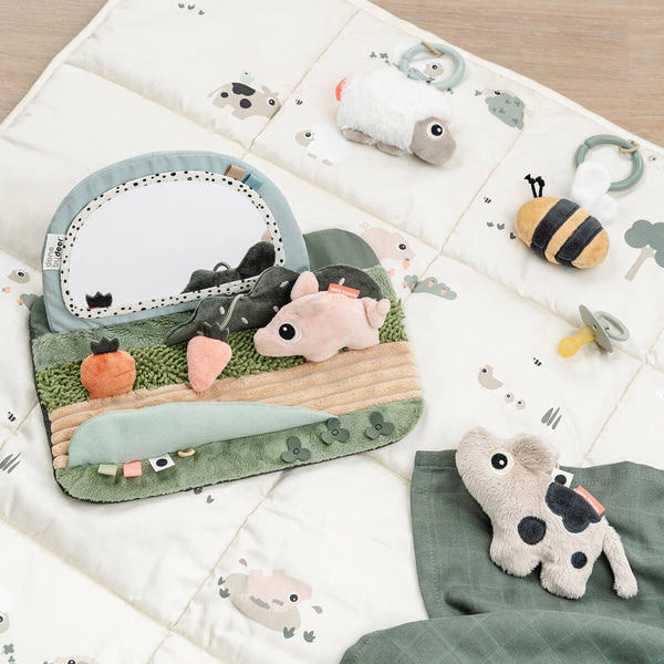 Done By Deer Tummy Time Sensory Mirror - Tiny Farm - Colour Mix