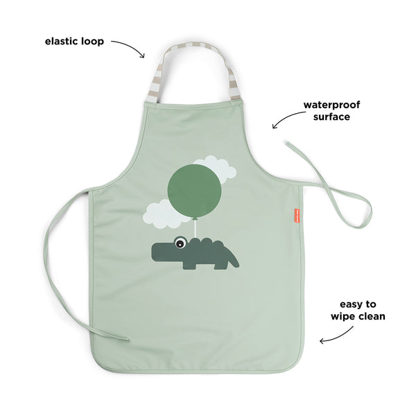 Done By Deer Waterproof Kids Apron - Happy Clouds - Green