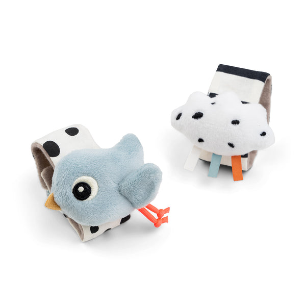 done by deer Wrist rattle set 2-pack - Happy clouds - Blue