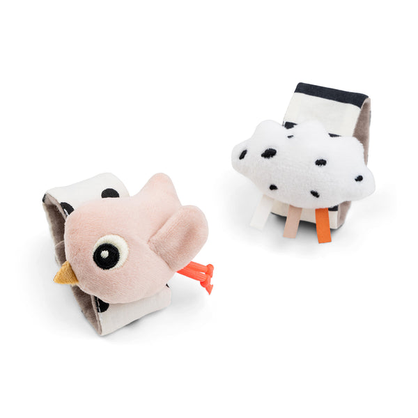 done by deer Wrist rattle set 2-pack - Happy clouds - Powder