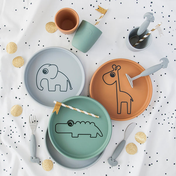 Done By Deer YummyPlus Easygrip Food Pusher - Deer Friends - Grey