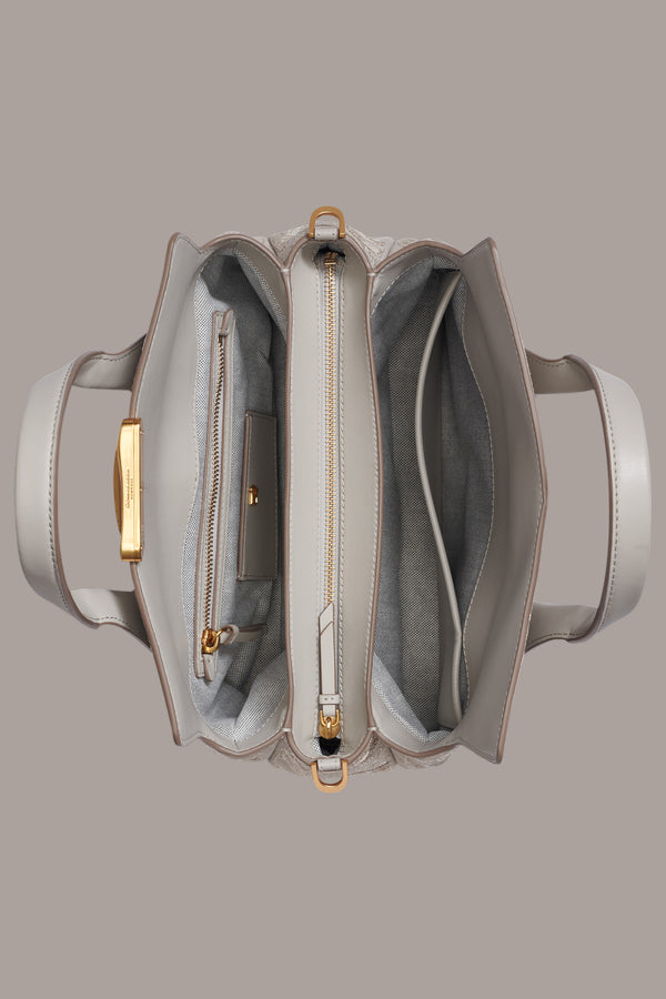 Donna Karan AMAGANSETT FLORAL EMBROIDERY SATCHEL BAG Zinc