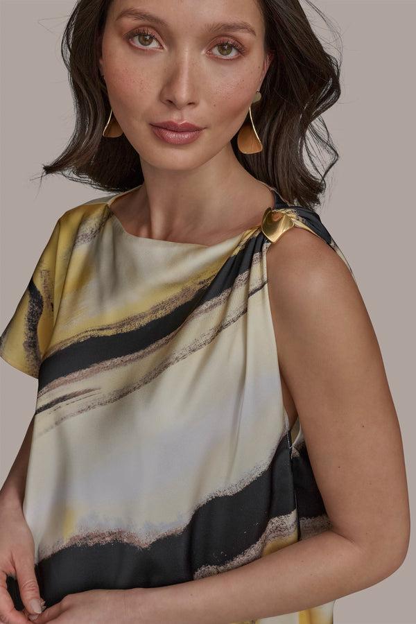 Donna Karan ASSYMETRICAL TOP WITH HARDWARE LIMONCELLO MULTI