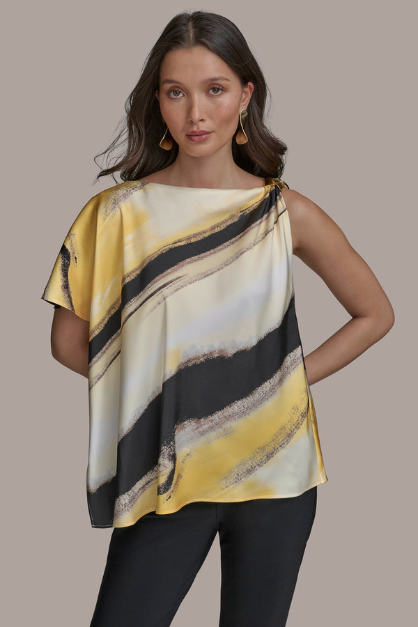 donna karan ASSYMETRICAL TOP WITH HARDWARE LIMONCELLO MULTI