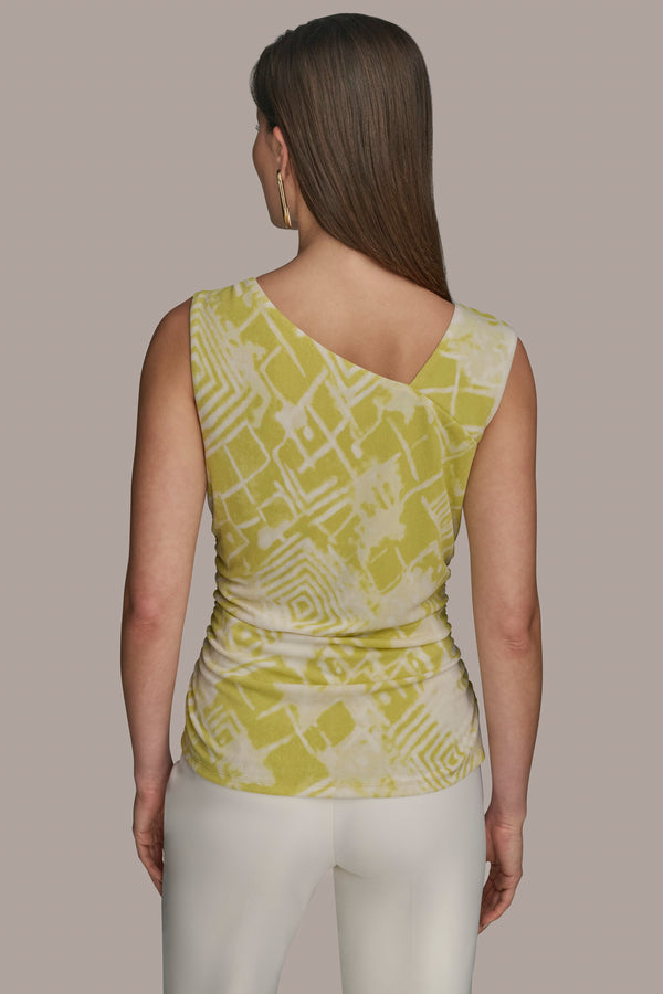 Donna Karan ASYMMETRIC EMBELLISHED TOP Scuffed Citron Multi