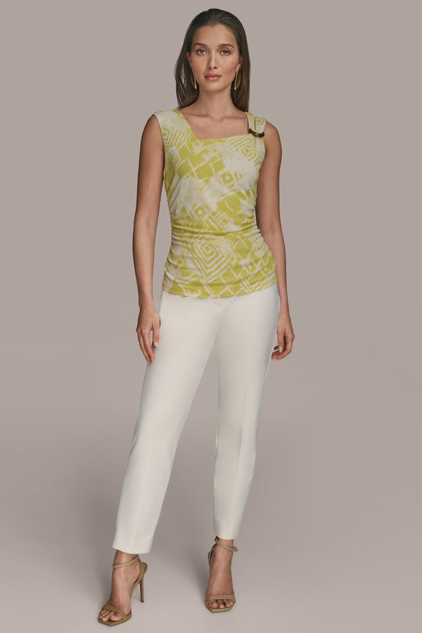 Donna Karan ASYMMETRIC EMBELLISHED TOP Scuffed Citron Multi