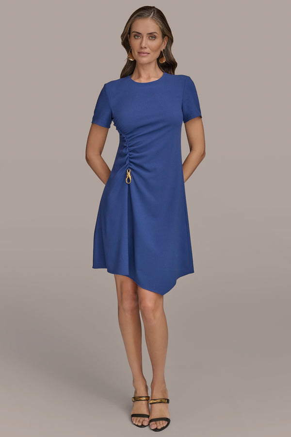 donna karan ASYMMETRIC GATHERED A-LINE DRESS Prussian Blue