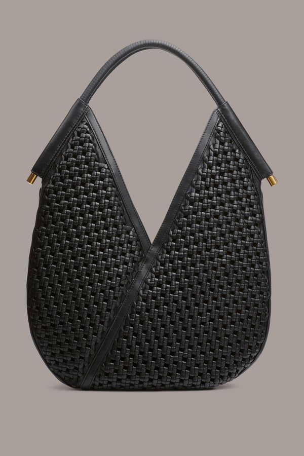 Donna Karan BALDWIN LARGE WOVEN SHOULDER BLACK/GOLD