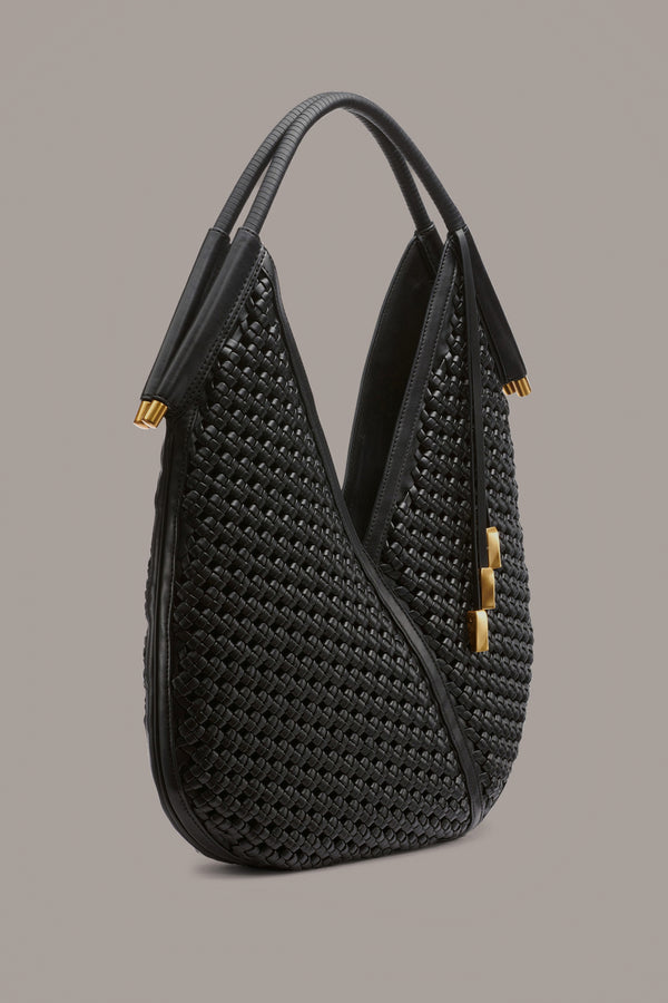 Donna Karan BALDWIN LARGE WOVEN SHOULDER BLACK/GOLD