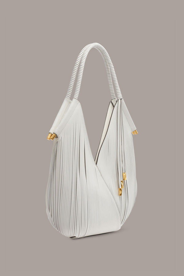 Donna Karan BALDWIN LASER-CUT MINI SHOULDER BAG BRILLIANT WHITE