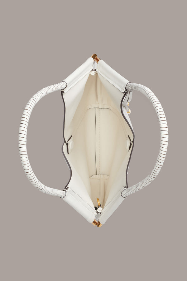 Donna Karan BALDWIN LASER-CUT MINI SHOULDER BAG BRILLIANT WHITE