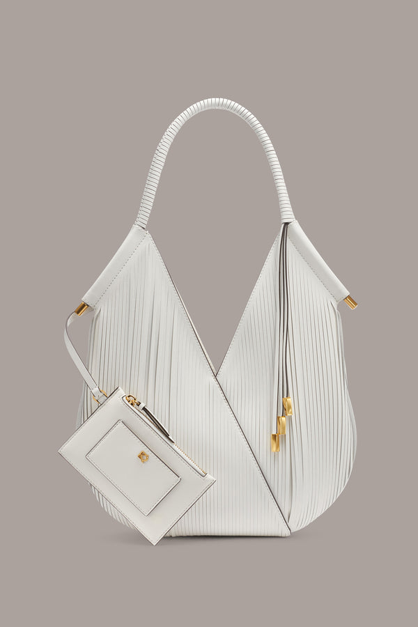 donna karan BALDWIN LASER-CUT MINI SHOULDER BAG BRILLIANT WHITE
