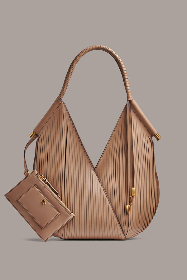 donna karan BALDWIN LASER-CUT MINI SHOULDER BAG Toasted Almond