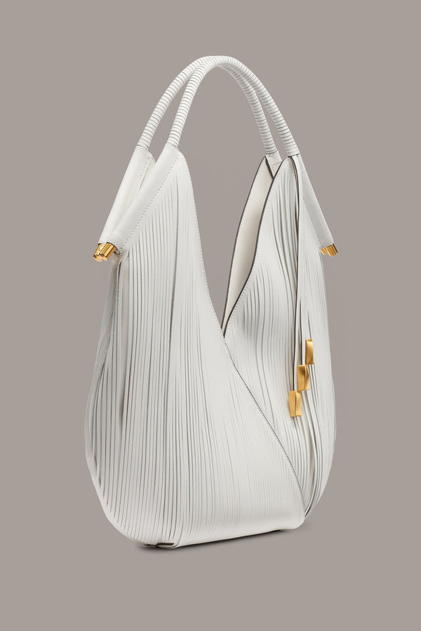 Donna Karan BALDWIN LASER-CUT SHOULDER BAG BRILLIANT WHITE