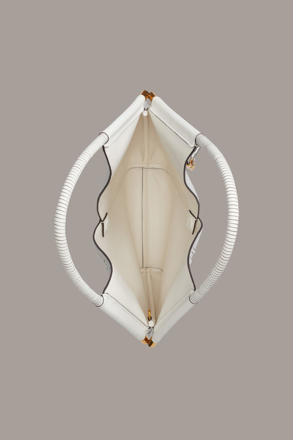 Donna Karan BALDWIN LASER-CUT SHOULDER BAG BRILLIANT WHITE