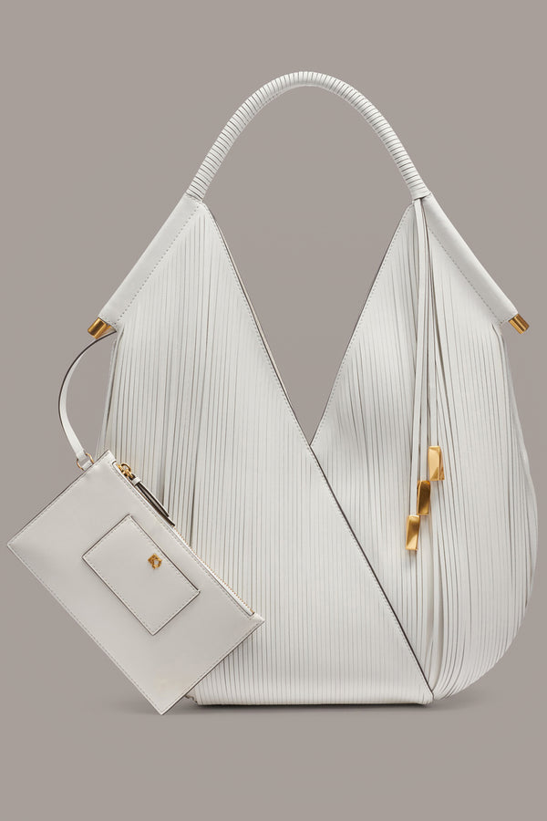 donna karan BALDWIN LASER-CUT SHOULDER BAG BRILLIANT WHITE