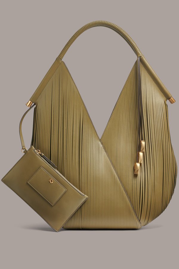 donna karan BALDWIN LASER-CUT SHOULDER BAG Smoky Olive