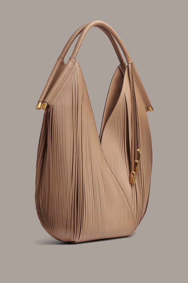 Donna Karan BALDWIN LASER-CUT SHOULDER BAG Toasted Almond