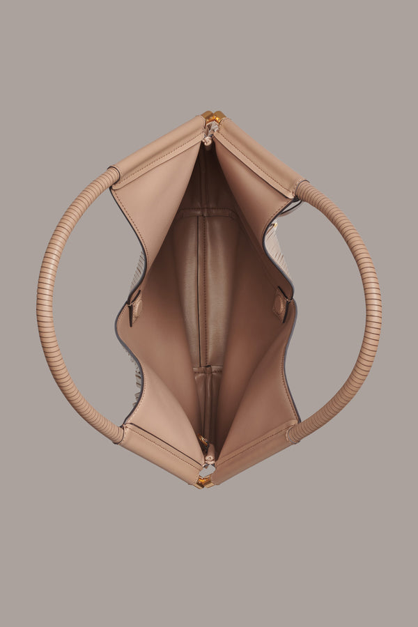 Donna Karan BALDWIN LASER-CUT SHOULDER BAG Toasted Almond