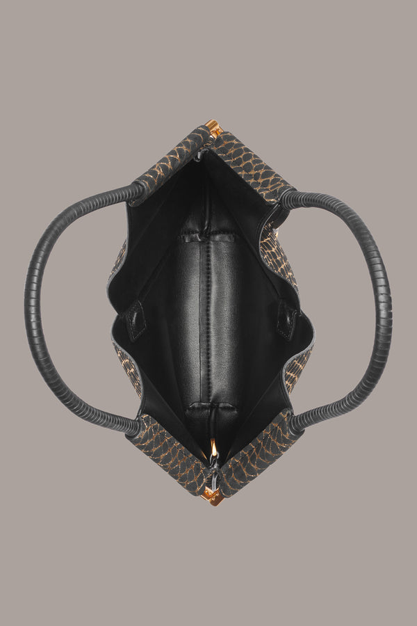 Donna Karan BALDWIN METALLIC CROCO MINI SHOULDER Black