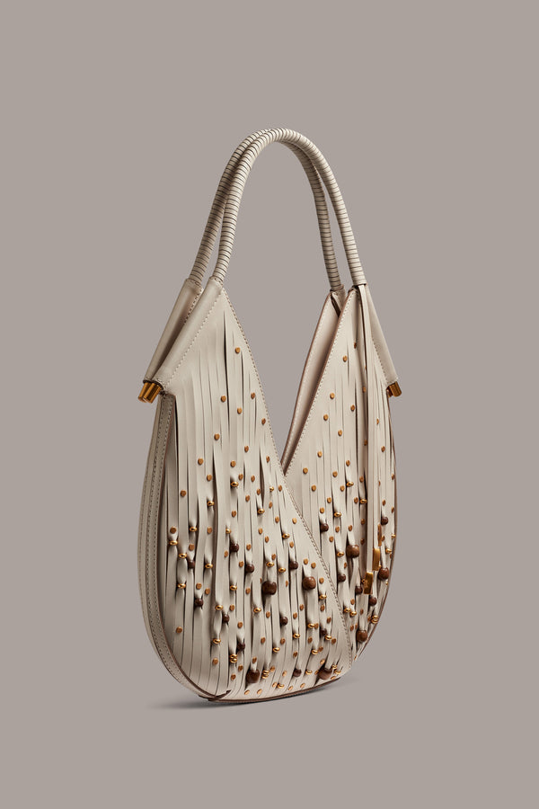 Donna Karan BALDWIN MINI BEADED LASER-CUT SHOULDER BAG Sand
