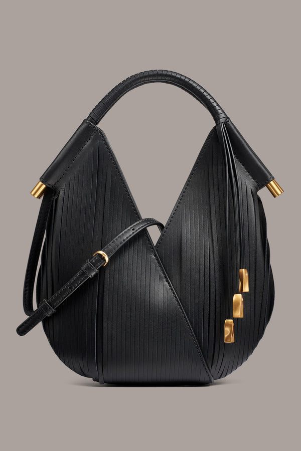 donna karan BALDWIN MINI LASER-CUT CROSSBODY BAG Black / Gold