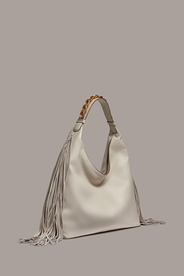 Donna Karan BELLMORE FRINGE SMALL SHOULDER BAG Sand