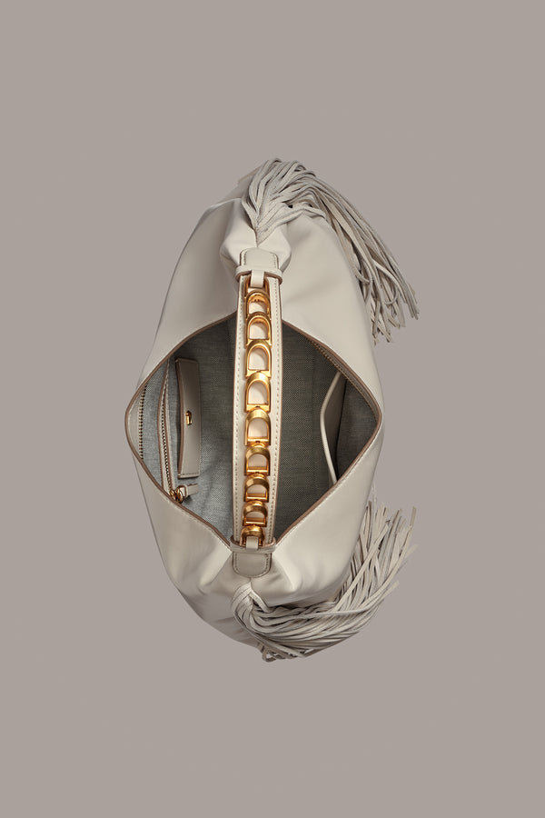 Donna Karan BELLMORE FRINGE SMALL SHOULDER BAG Sand