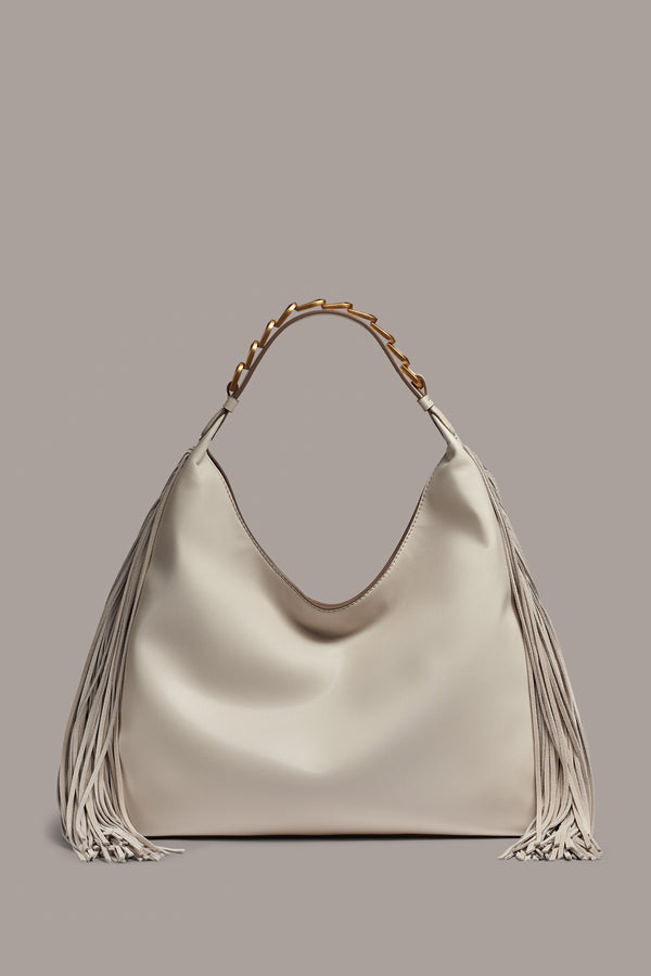 donna karan BELLMORE FRINGE SMALL SHOULDER BAG Sand