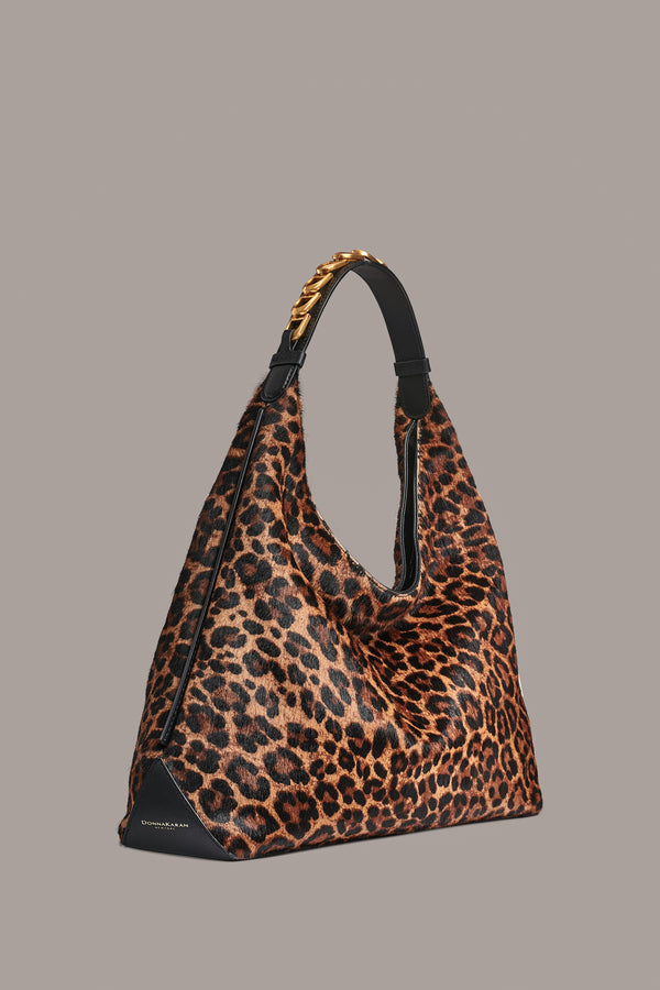 Donna Karan BELLMORE LEOPARD SMALL SHOULDER BAG Black/Leopard