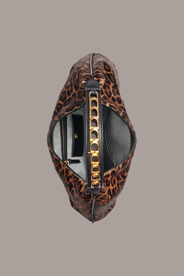 Donna Karan BELLMORE LEOPARD SMALL SHOULDER BAG Black/Leopard