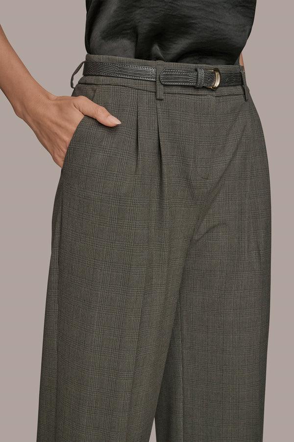 Donna Karan BELTED CUFFED WIDE-LEG SUIT PANT DARK MINERAL