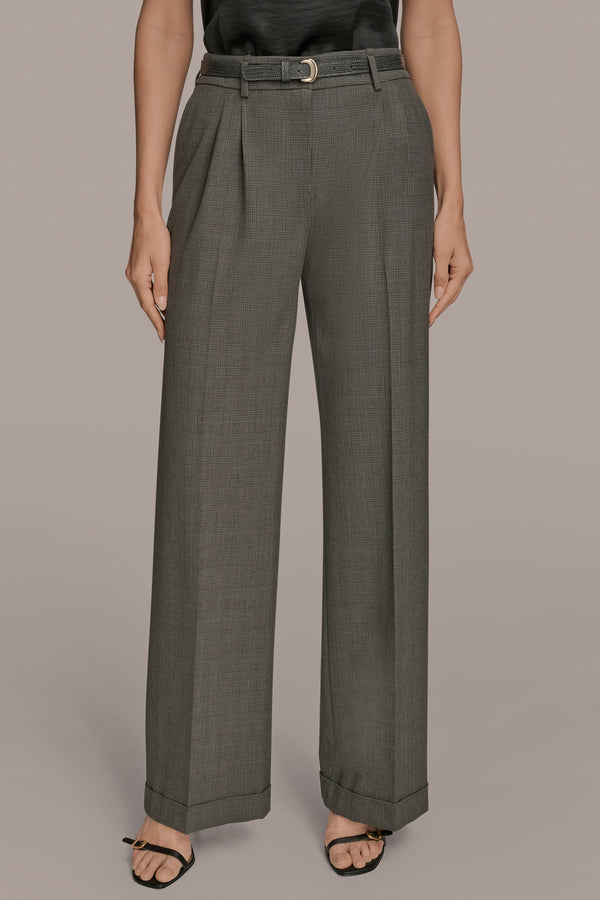 donna karan BELTED CUFFED WIDE-LEG SUIT PANT DARK MINERAL