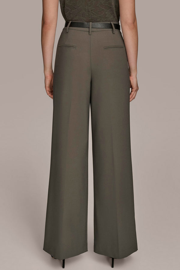 Donna Karan BELTED EXTRA HIGH-RISE WIDE-LEG PANT DARK MINERAL