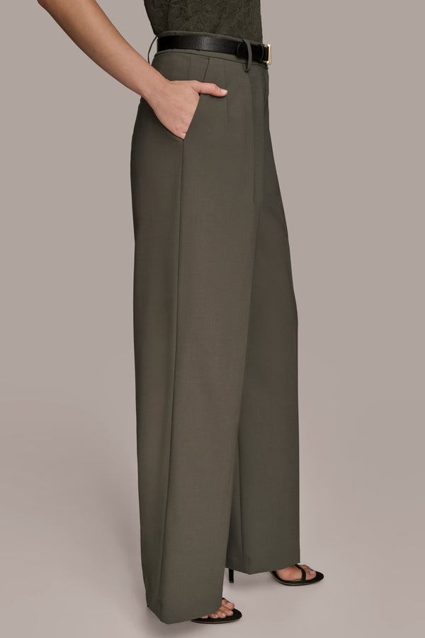 Donna Karan BELTED EXTRA HIGH-RISE WIDE-LEG PANT DARK MINERAL