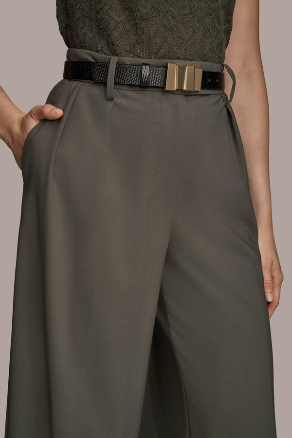 Donna Karan BELTED EXTRA HIGH-RISE WIDE-LEG PANT DARK MINERAL