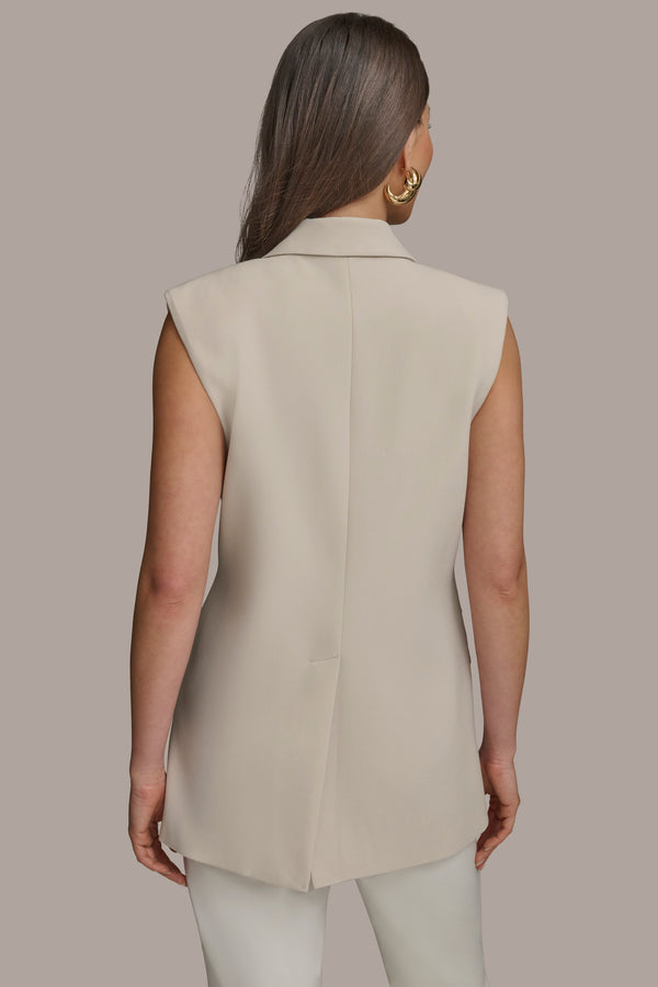 Donna Karan BUTTON VEST WITH POCKET DETAIL TUSCAN GREY